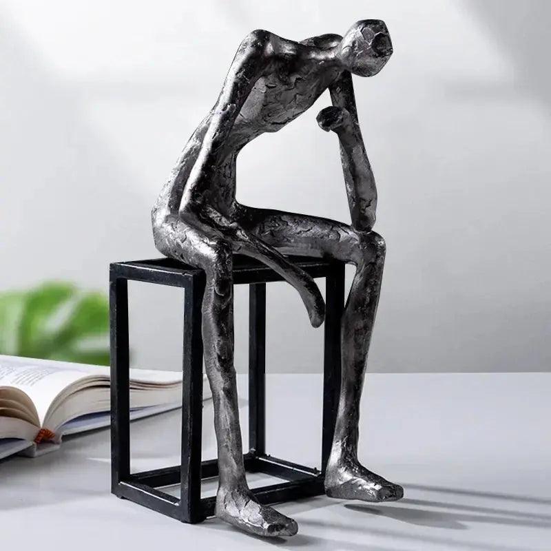 Abstract Thinker Figurine Modern Sitting Sculpture Decor