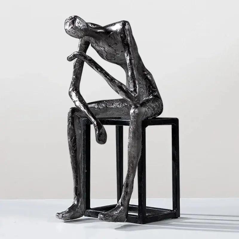 Abstract Thinker Figurine Modern Sitting Sculpture Decor