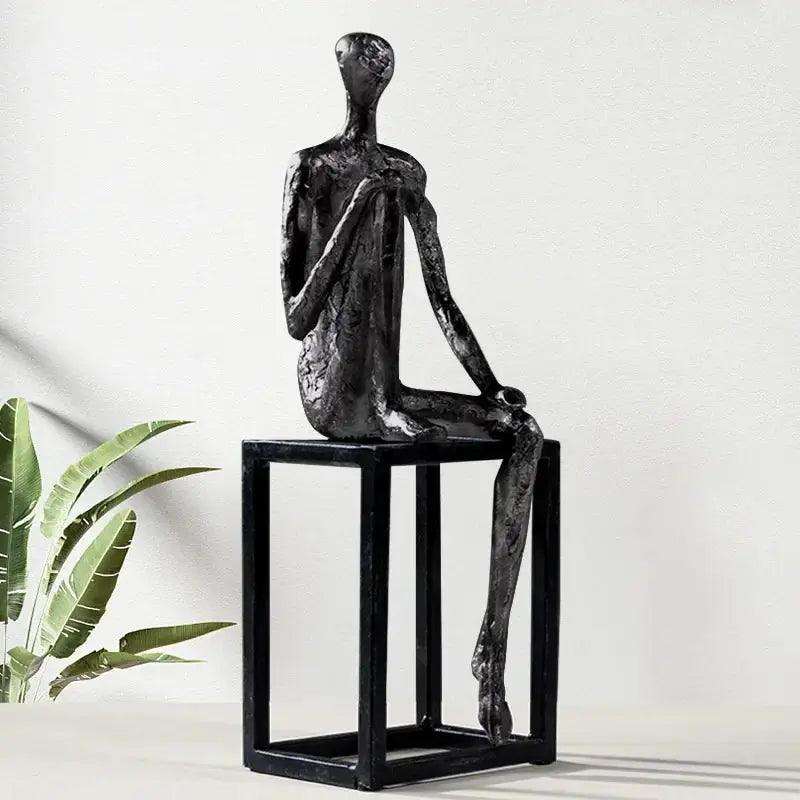 Abstract Thinker Figurine Modern Sitting Sculpture Decor