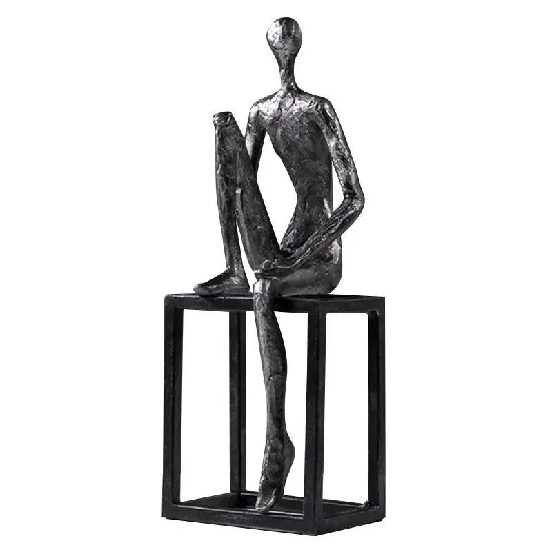 Abstract Thinker Figurine Modern Sitting Sculpture Decor