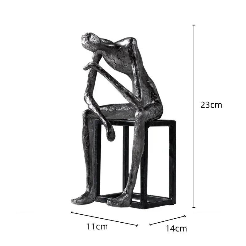 Abstract Thinker Figurine Modern Sitting Sculpture Decor