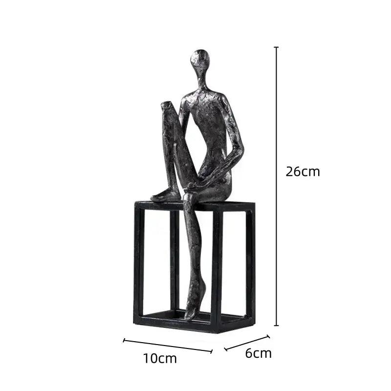Abstract Thinker Figurine Modern Sitting Sculpture Decor