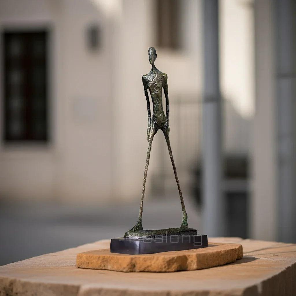 Abstract Walking Man Sculpture Modern Textured Metal Figurine