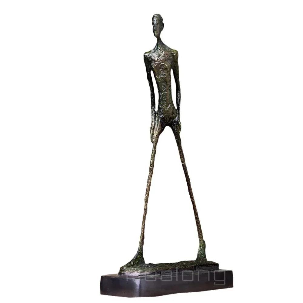 Abstract Walking Man Sculpture Modern Textured Metal Figurine
