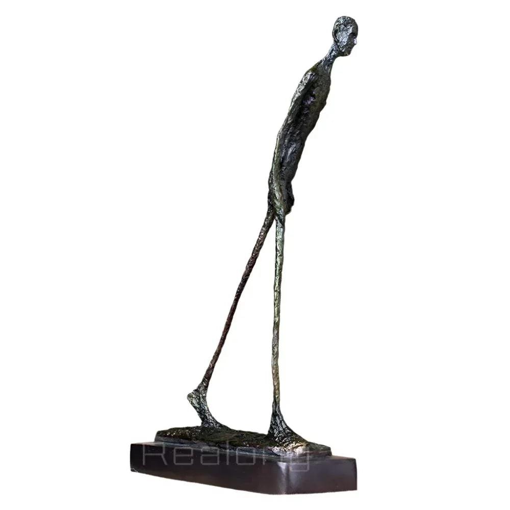 Abstract Walking Man Sculpture Modern Textured Metal Figurine