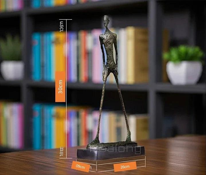 Abstract Walking Man Sculpture Modern Textured Metal Figurine