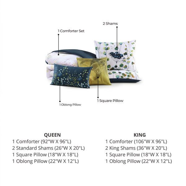 Bebejan Abstract Vines 5 Piece Reversible Comforter Set