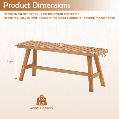 Acacia Wood Outdoor Garden Bench Set of 1/2 with Slatted Seat and 800 lbs Capacity-Set of 2