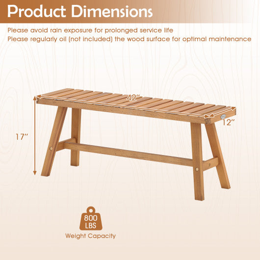 Acacia Wood Outdoor Garden Bench Set of 1/2 with Slatted Seat and 800 lbs Capacity-Set of 2