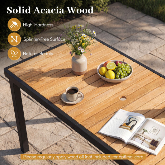 Acacia Wood Outdoor Dining Table with 1.97
