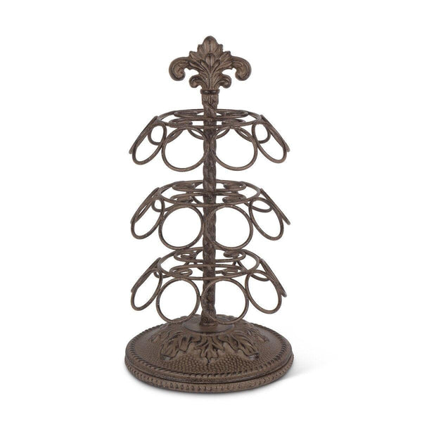 Acanthus Cast Aluminum Coffee Pod Holder by GG Collection. Decorative metal ring holder with intricate design on a white background