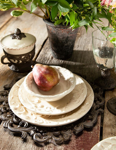 Acanthus Stoneware Dessert Bowls, Set of 4