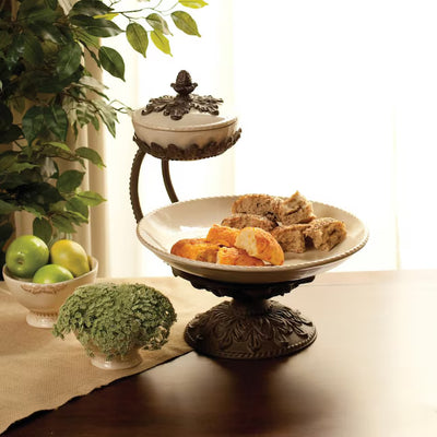 Acanthus Stoneware Chip and Dip Server