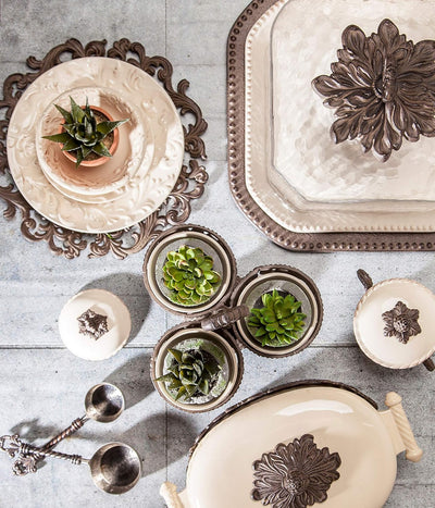 Acanthus Stoneware Condiment Server