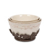 Acanthus Stoneware Nesting Bowls, Set of 3 with Base