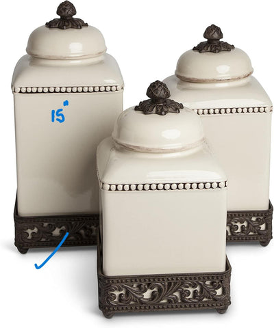 Acanthus Stoneware Square Canister, 15