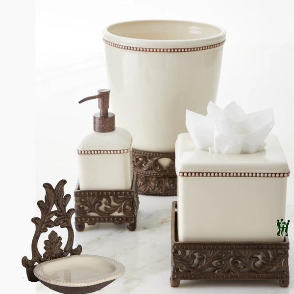 Acanthus Stoneware Waste Basket