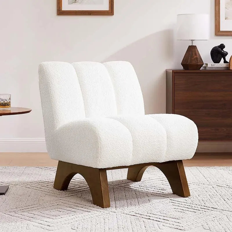 Accent Chair - Sherpa Beige Wooden