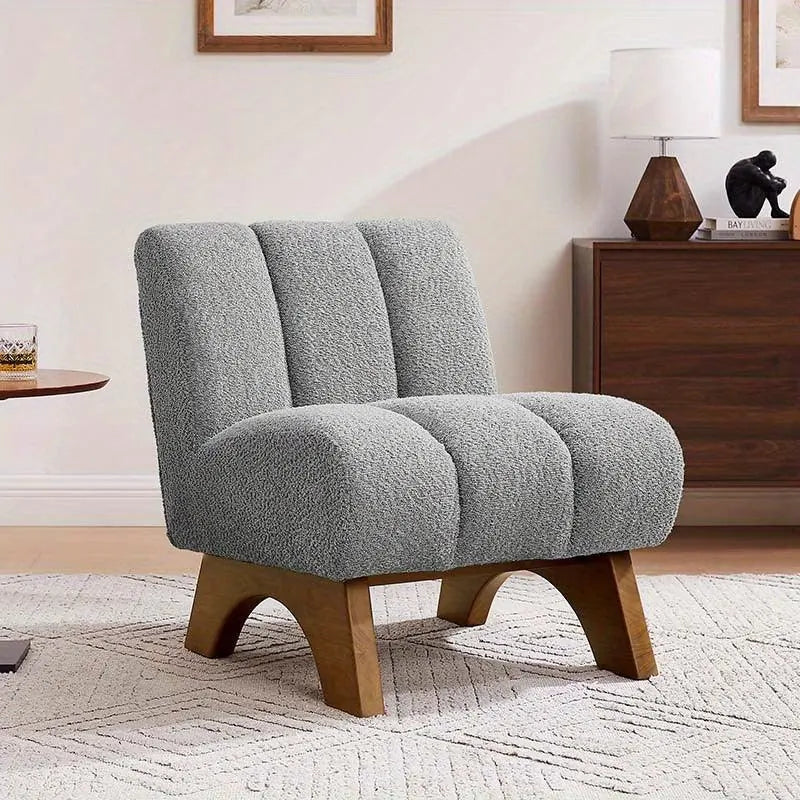 Accent Chair - Sherpa Beige Wooden