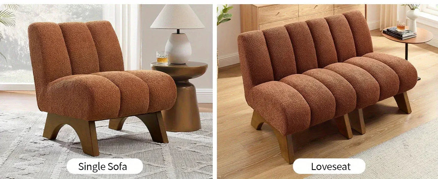 Accent Chair - Sherpa Beige Wooden