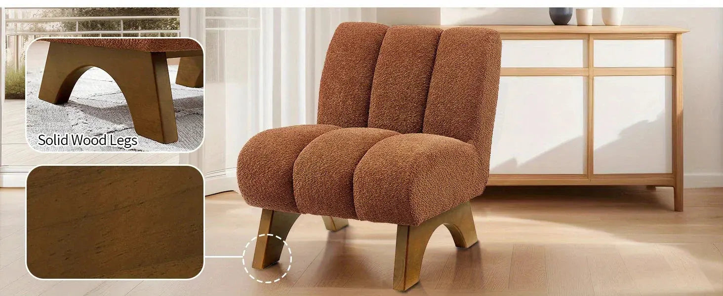 Accent Chair - Sherpa Beige Wooden