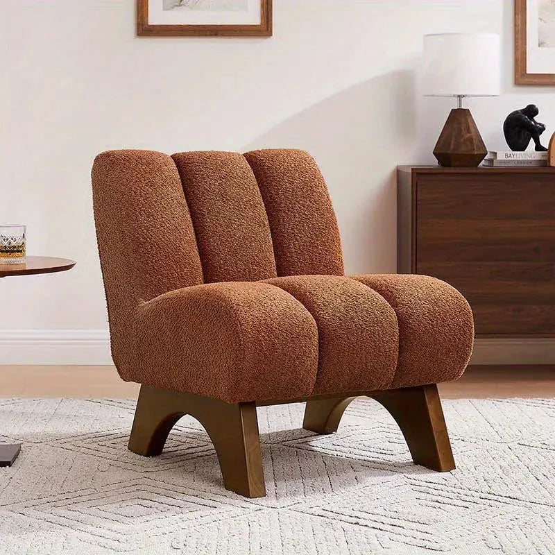 Accent Chair - Sherpa Beige Wooden