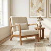 Accent Chair Corduroy Upholstered Lounge Chair with Lumbar Pillow-Beige