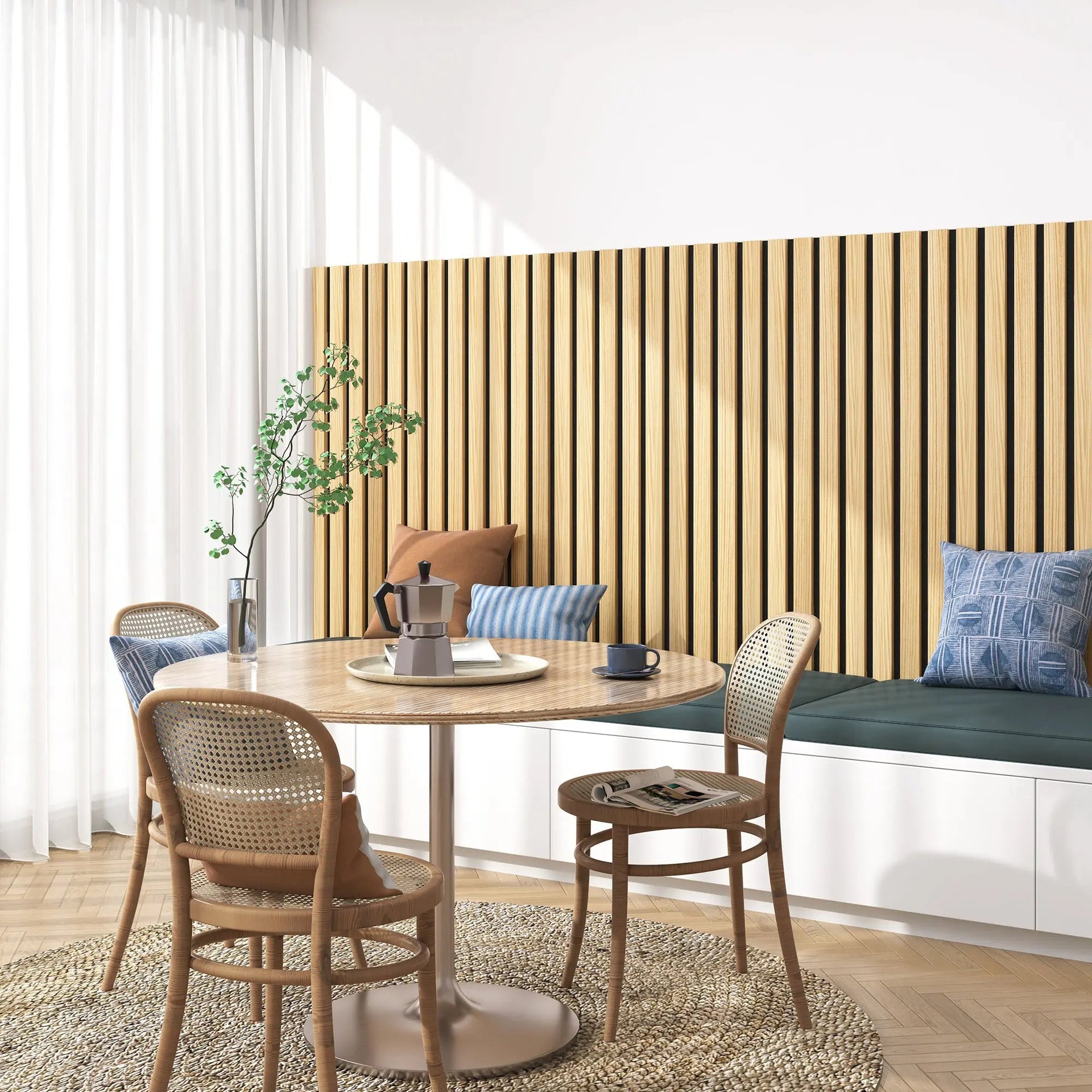 Solid Wood Acoustic Slat Wall Panels (Broad Strip)