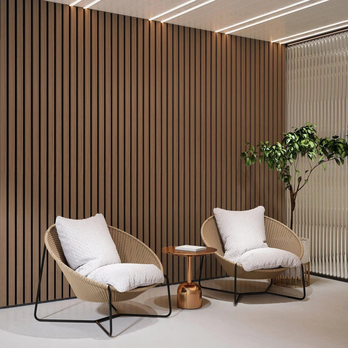 Solid Wood Acoustic Slat Wall Panels (Broad Strip)