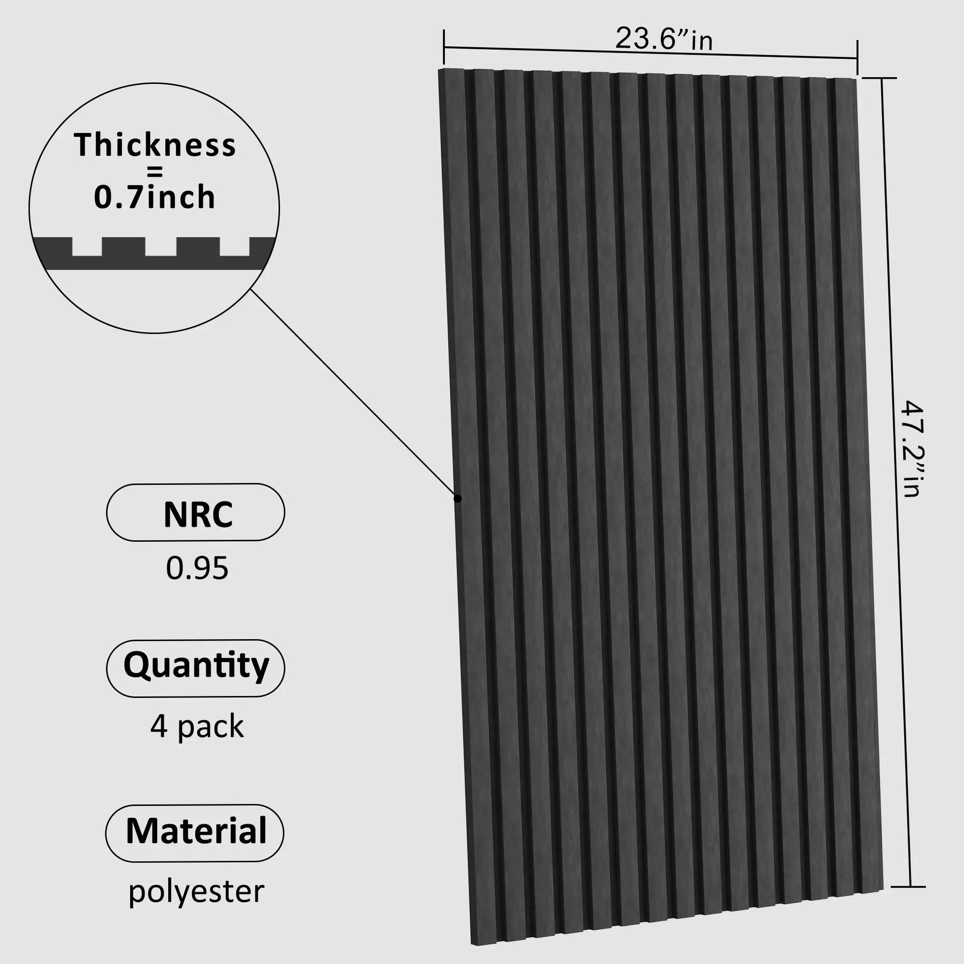 Acoustical 100% Polyester Wall Panel, 48x24x0.7 Sound Proof Wall Panels