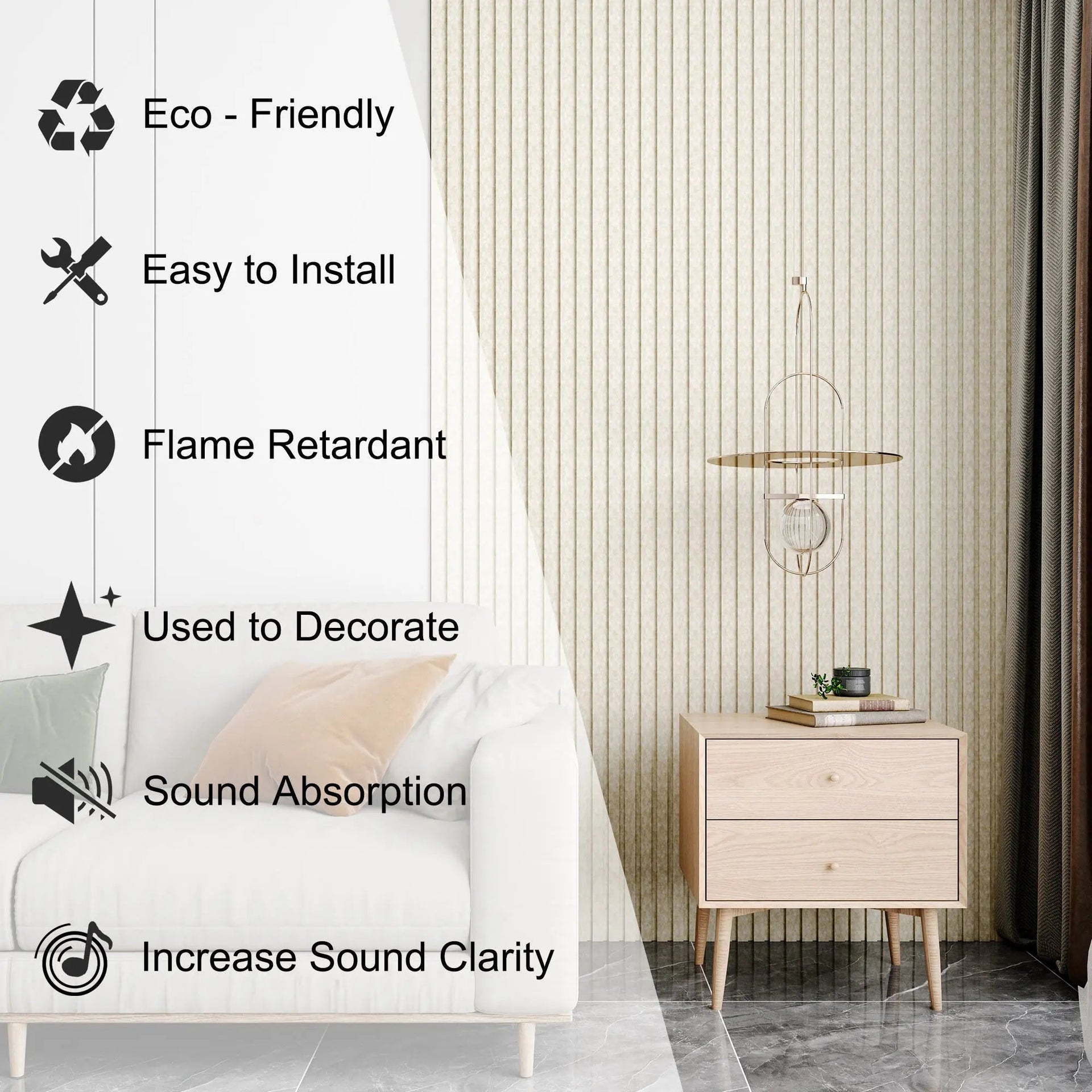 Acoustical 100% Polyester Wall Panel, 48x24x0.7 Sound Proof Wall Panels