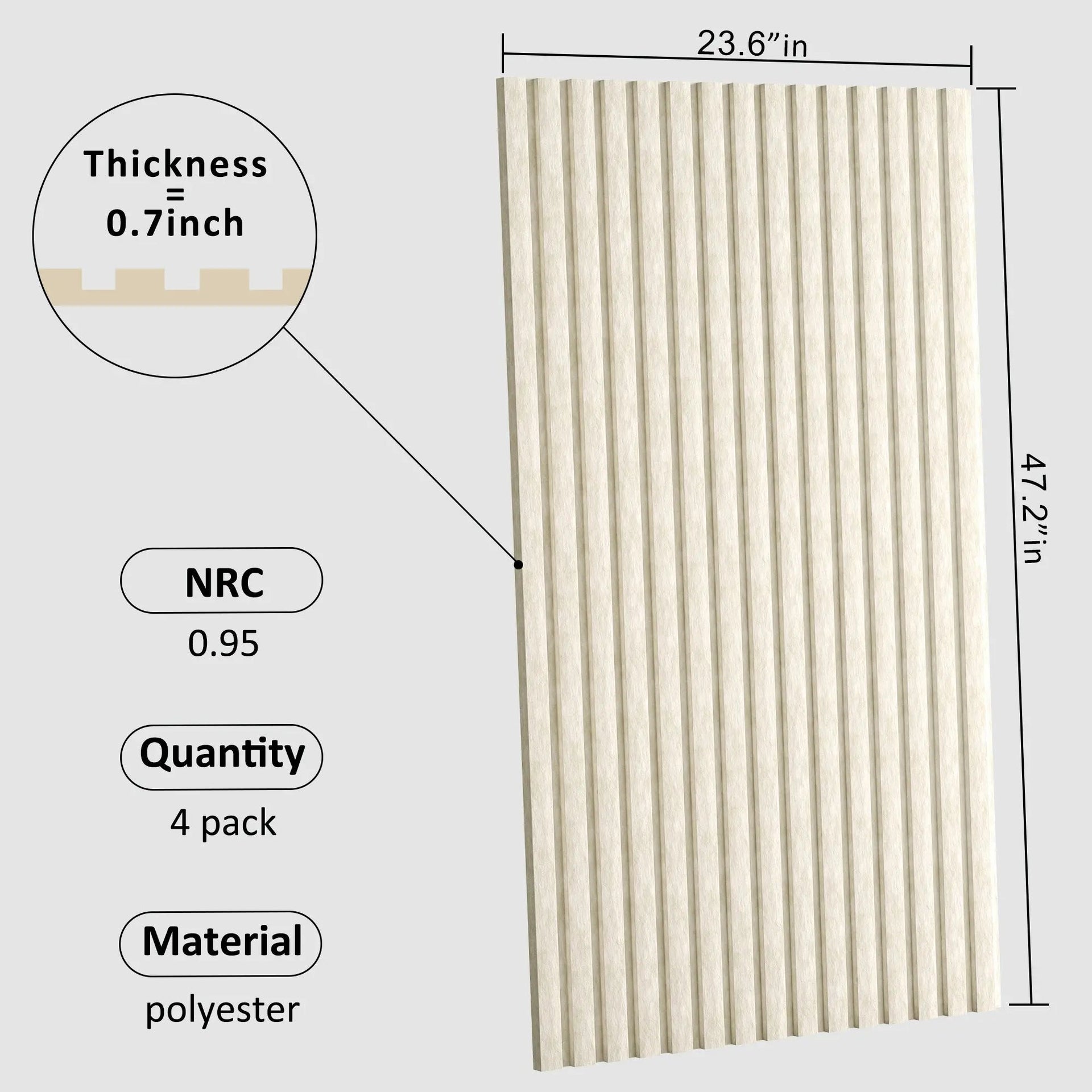 Acoustical 100% Polyester Wall Panel, 48x24x0.7 Sound Proof Wall Panels
