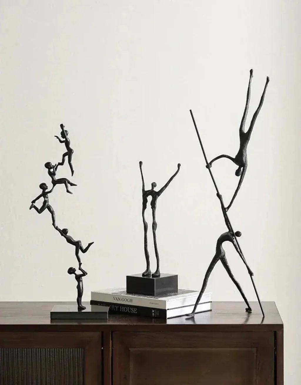 Acrobatic Sculpture Black with Silver Sphere for Modern Homes