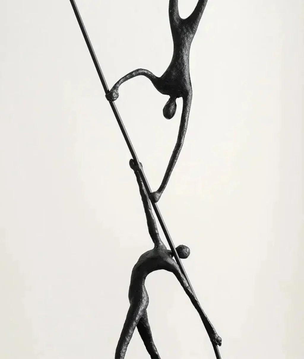 Acrobatic Sculpture Black with Silver Sphere for Modern Homes