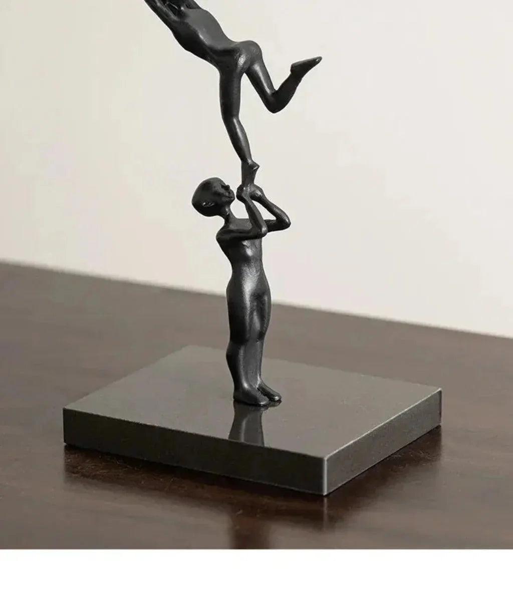 Acrobatic Sculpture Black with Silver Sphere for Modern Homes