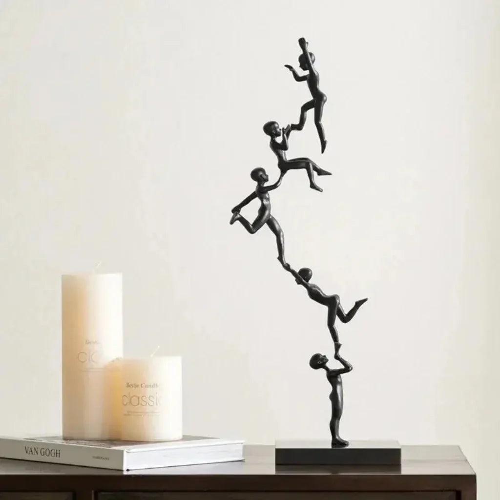 Acrobatic Sculpture Black with Silver Sphere for Modern Homes