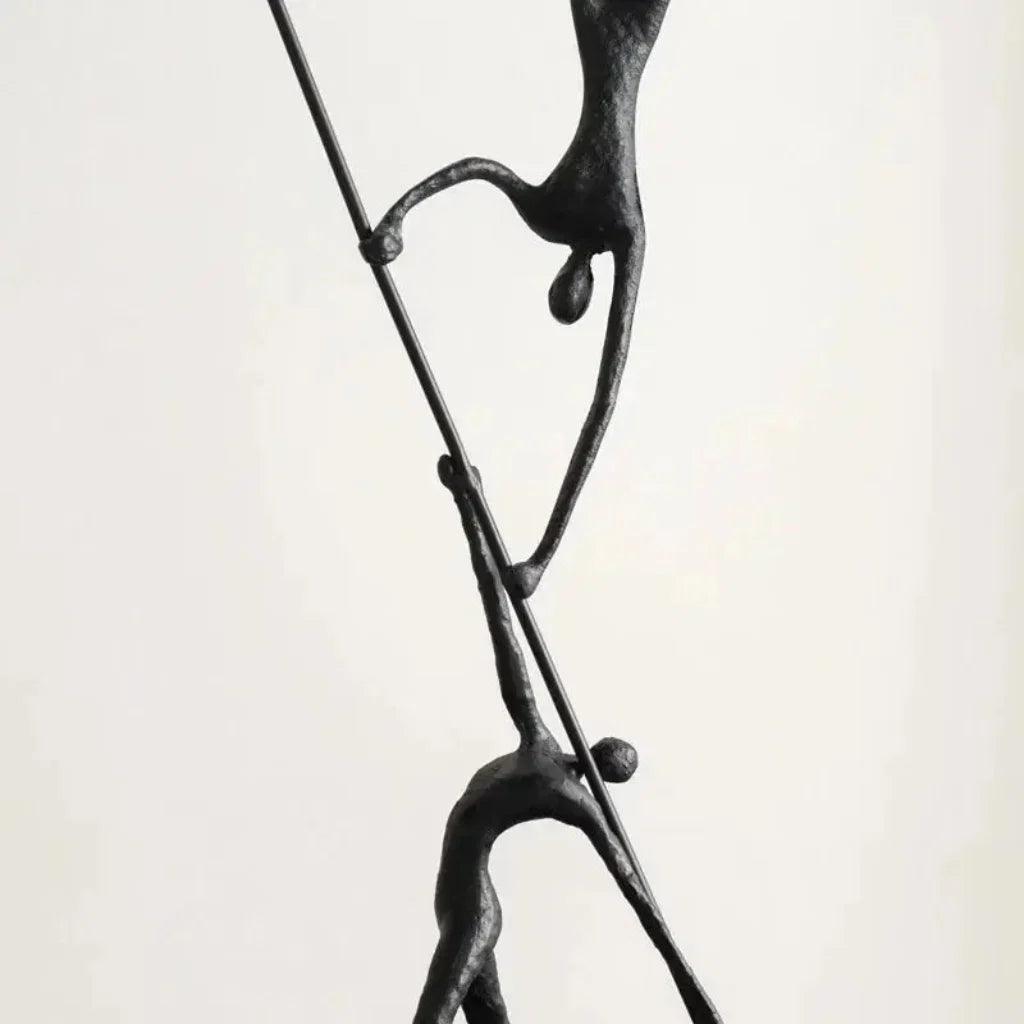 Acrobatic Sculpture Black with Silver Sphere for Modern Homes
