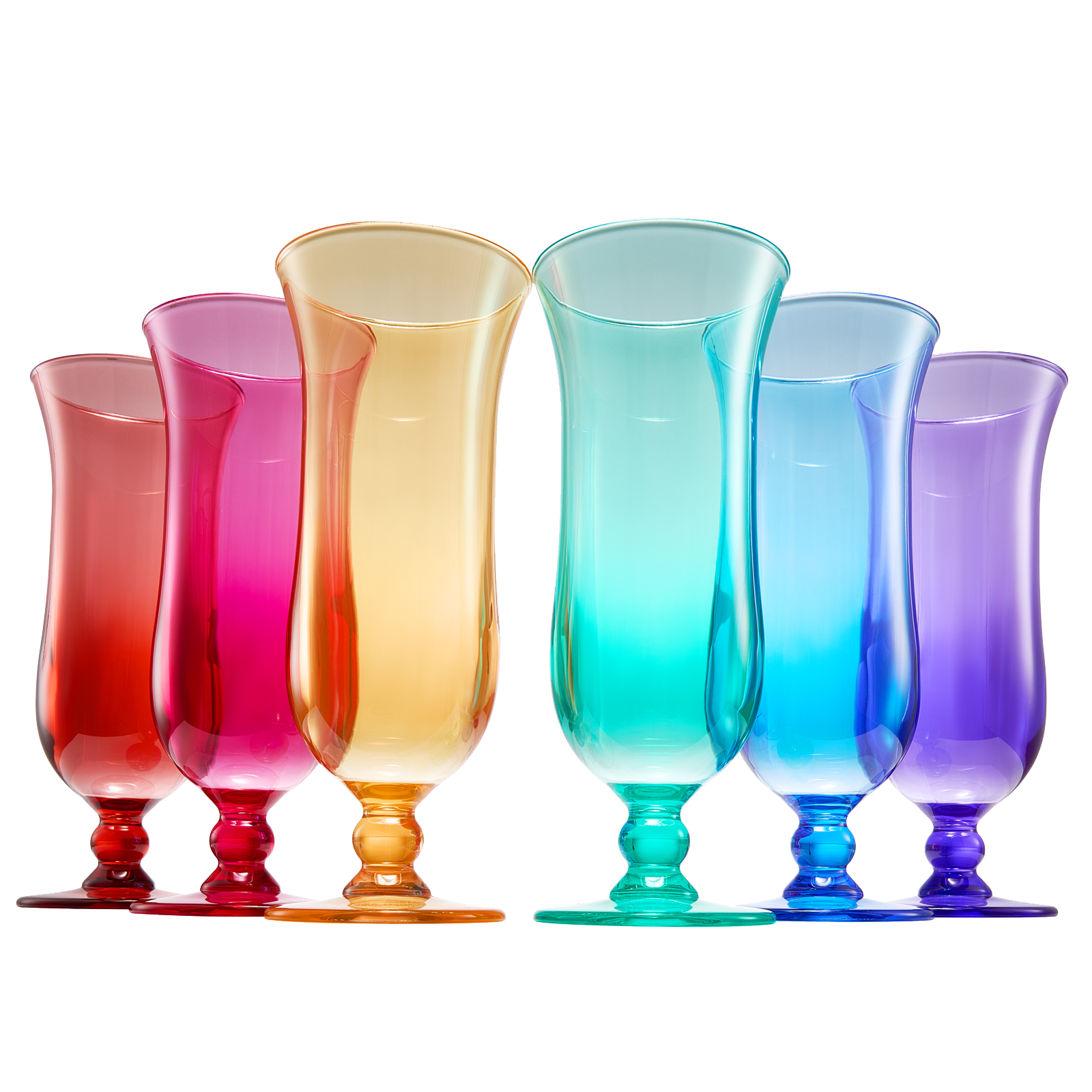 Unbreakable Color Hurricane Glasses | Set of 6 | 100% Tritan Drinkware, 14 oz Acrylic Dishwasher Safe Shatterproof BPA-free plastic, Reusable Pina Colada, Cocktail Margarita Tropical Party Drinkware