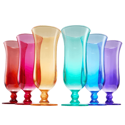 Unbreakable Color Hurricane Glasses | Set of 6 | 100% Tritan Drinkware, 14 oz Acrylic Dishwasher Safe Shatterproof BPA-free plastic, Reusable Pina Colada, Cocktail Margarita Tropical Party Drinkware