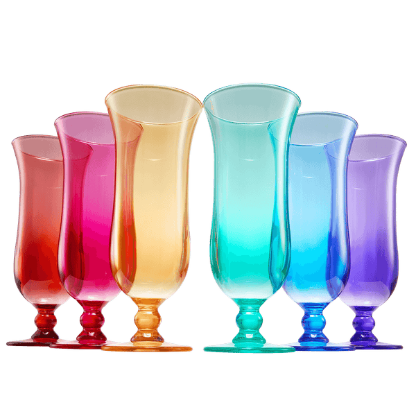 Unbreakable Color Hurricane Glasses | Set of 6 | 100% Tritan Drinkware, 14 oz Acrylic Dishwasher Safe Shatterproof BPA-free plastic, Reusable Pina Colada, Cocktail Margarita Tropical Party Drinkware