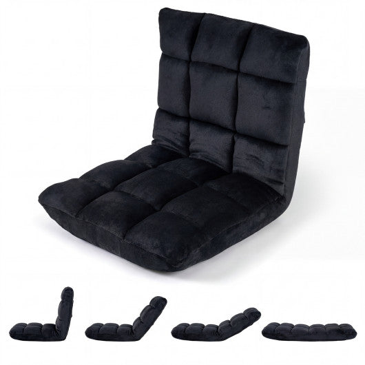 Adjustable 14-Position Floor Chair Folding Lazy Gaming Sofa Chair-Black