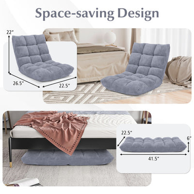 Adjustable 14-position Cushioned Floor Chair-Gray