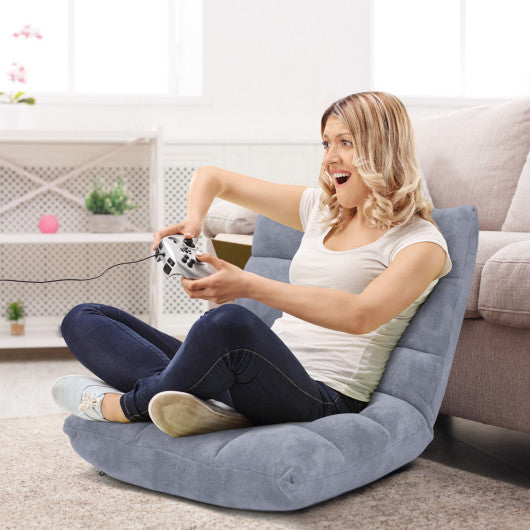 Adjustable 14-position Cushioned Floor Chair-Gray