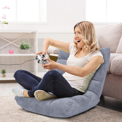 Adjustable 14-position Cushioned Floor Chair-Gray
