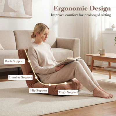 Adjustable 14-position Cushioned Floor Chair-Beige