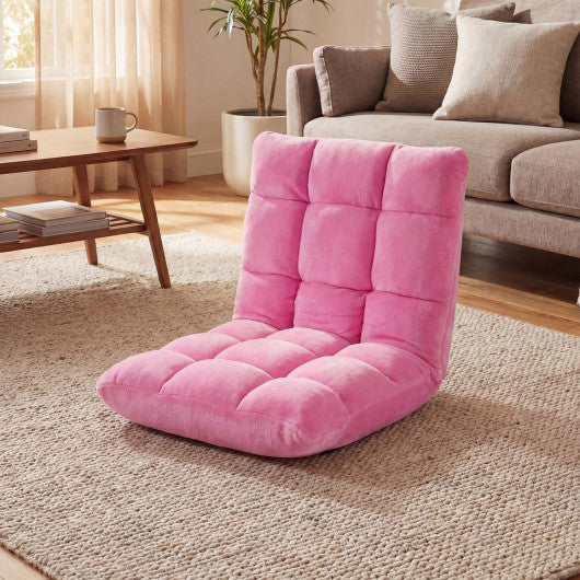 Adjustable 14-position Cushioned Floor Chair-Pink