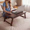 Adjustable Bamboo Laptop Desk with Tilting Top and Adjustable Legs for Wring-Brown