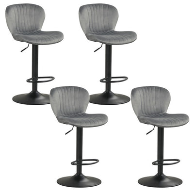Adjustable Counter Height Chairs Set of 4 with Velvet Upholstered Backrests-Gray