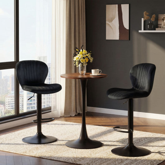 Adjustable Counter Height Chairs Set of 4 with Velvet Upholstered Backrests-Black