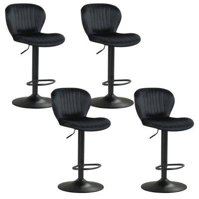 Adjustable Counter Height Chairs Set of 4 with Velvet Upholstered Backrests-Black